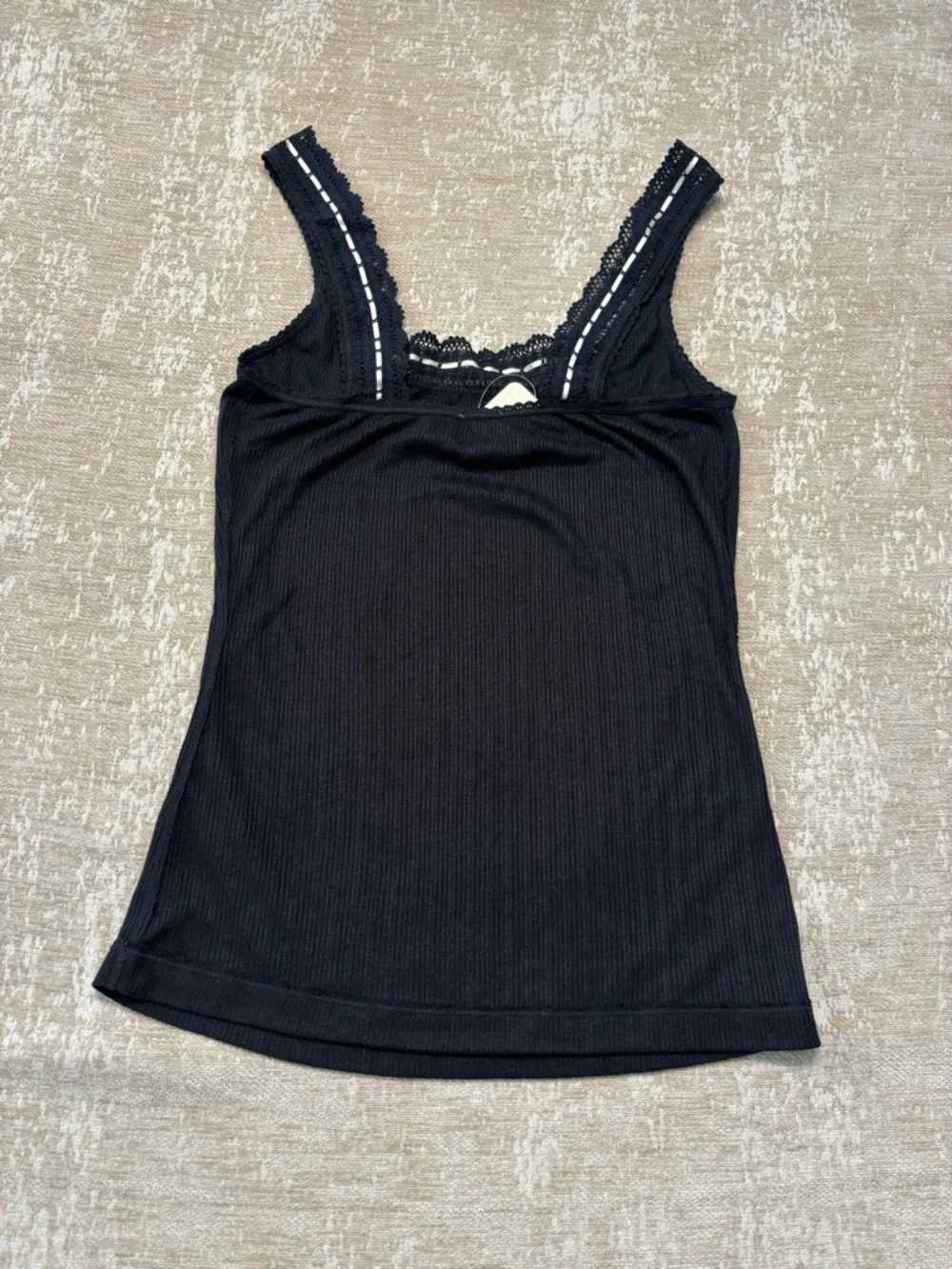 NWT Free People Only You Lace Trim Ribbon Tank Black Small Romantic - Picture 7 of 7